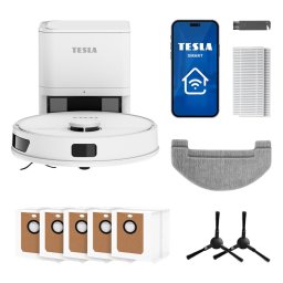 TESLA Electronics RoboStar - Aspirator robot inteligent 3 în 1, 3200 mAh, Wi‑Fi, alb