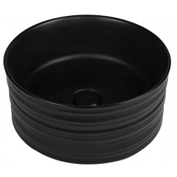 Lavoar pe blat, Fluminia, My Black Circle, rotund, cu ventil, negru mat