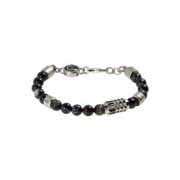 DIESEL Brățară negru / argintiu