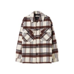 Bershka Geacă de primăvară-toamnă maro închis / roșu bordeaux / alb