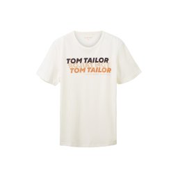 TOM TAILOR Tricou nisipiu / portocaliu / negru / alb murdar