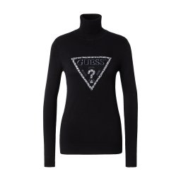 GUESS Pulover 'Piper' negru / argintiu / alb
