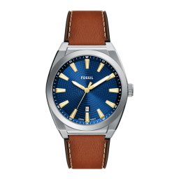 FOSSIL Ceas analogic 'Everett' albastru / maro / argintiu