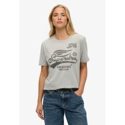 Superdry & Co Tricou 'High Flyers' gri amestecat / negru