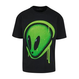 Mister Tee Tricou 'Dripping Alien Head' verde iarbă / negru