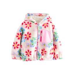 Next Jachetă fleece albastru / roz / roșu / alb natural