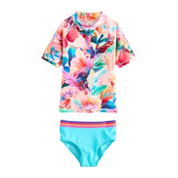 Next Costum de baie întreg albastru / albastru aqua / corai / roz