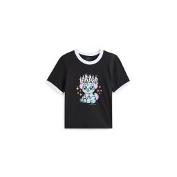 VANS Tricou 'Puppy Ringer' verde mentă / roz / negru / alb