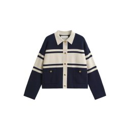 GANT Geacă tricotată bleumarin / alb