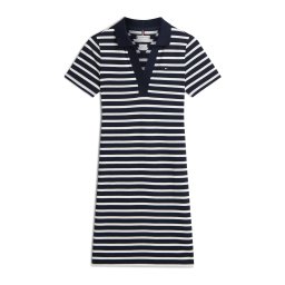TOMMY HILFIGER Rochie '1985 Slim Mini Short Sleeve' albastru noapte / alb