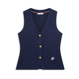 TOMMY HILFIGER Vestă tricotată bleumarin / alb