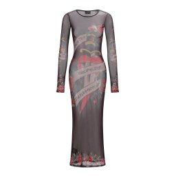Ed Hardy Rochie 'Death Before Dishonor' ciocolatiu / gri deschis / roșu