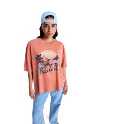 ROXY Tricou supradimensional albastru aqua / portocaliu somon / roz / negru