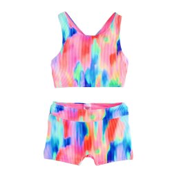 Next Costum de baie două piese albastru / verde deschis / roz deschis / roșu