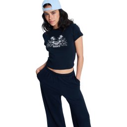 ROXY Tricou 'Beach Love' gri deschis / negru