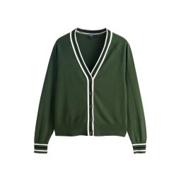 Next Geacă tricotată verde închis / alb