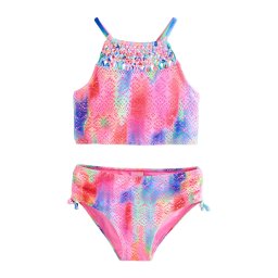 Next Costum de baie două piese albastru / albastru aqua / fucsia