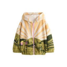 Next Jachetă fleece verde / verde închis / portocaliu pastel / alb natural
