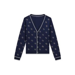 GUESS Geacă tricotată bleumarin / alb
