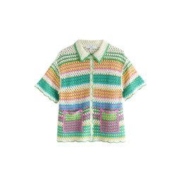 Next Geacă tricotată bej deschis / verde / portocaliu / roz deschis