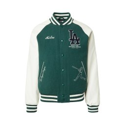 NEW ERA Geacă de primăvară-toamnă verde închis / alb