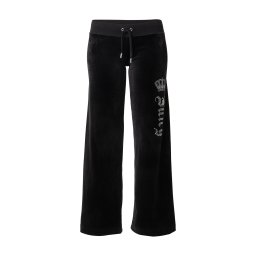Juicy Couture Pantaloni 'Gothic Crown' negru / argintiu