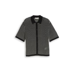 TOM TAILOR DENIM Geacă tricotată negru / alb