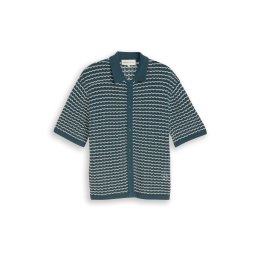 TOM TAILOR DENIM Geacă tricotată verde petrol / alb
