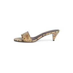 TOMMY HILFIGER Saboți 'Snake Print Heeled' bej / ciocolatiu