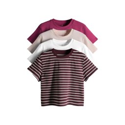The Set Tricou ciclam / rosé / roz închis / alb