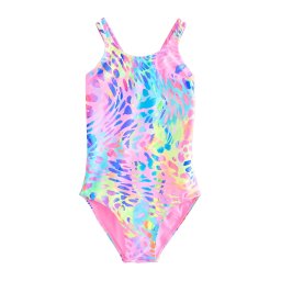 Next Costum de baie întreg albastru / azur / galben neon / roz deschis
