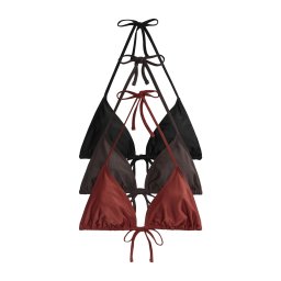 The Set Sutien costum de baie maro închis / roșu bordeaux / negru
