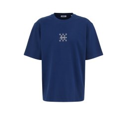 WE Fashion Tricou albastru cobalt / alb murdar