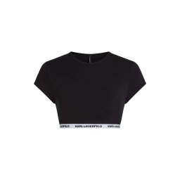 Karl Lagerfeld Tricou negru / alb murdar