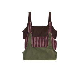 The Set Sutien costum de baie maro închis / oliv / roșu vin / alb