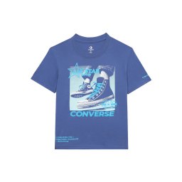CONVERSE Tricou 'PHOTO REAL CNV SNKR' turcoaz / indigo / azuriu / alb