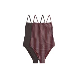 The Set Costum de baie întreg maro / roșu vin / negru / alb