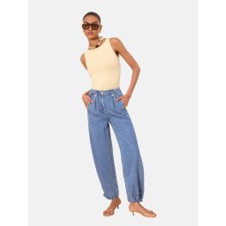 Lipsy Pantaloni cu cute albastru denim