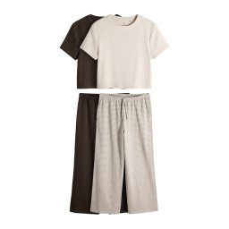 The Set Costum cu pantaloni bej deschis / bej închis / ciocolatiu
