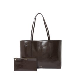 Calvin Klein Plase de cumpărături 'Foil Logo Glossy Tote With' ciocolatiu