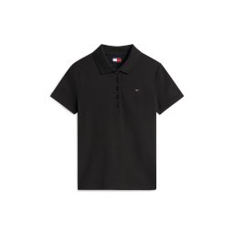Tommy Jeans Tricou 'Slim Fit Five-button' negru