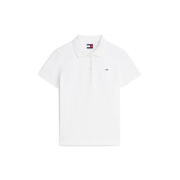 Tommy Jeans Tricou 'Slim Fit Five-button' alb