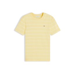 TOMMY HILFIGER Tricou 'Flag Embroidery Slim' galben deschis / alb