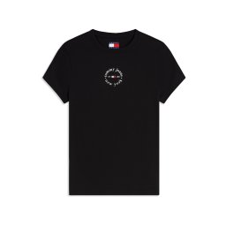 Tommy Jeans Tricou 'Logo Slim' negru / alb