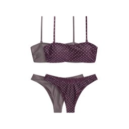 The Set Costum de baie două piese gri / mov mură / alb