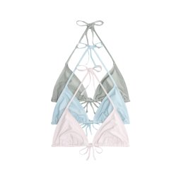 The Set Sutien costum de baie albastru deschis / gri metalic / roz