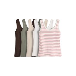 The Set Top crem / ciocolatiu / kaki / roșu deschis / alb