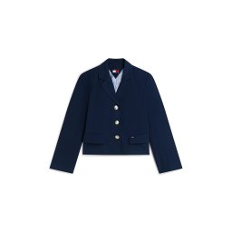 Tommy Jeans Sacou 'Gold-tone Button Regular Fit Cropped Blazer' bleumarin