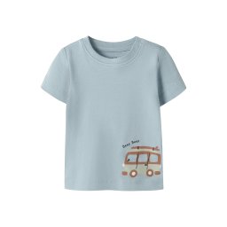 NAME IT Tricou 'NBMJANICK' albastru porumbel / ciocolatiu / verde pastel / negru