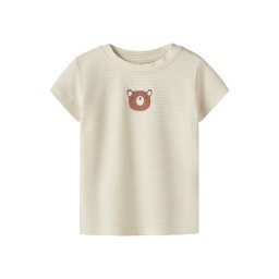 NAME IT Tricou 'NBNJOPLE' bej / maro / alb lână